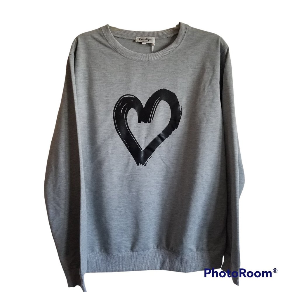 Coeur DE Vague NWOT Boutique Long Sleeve Sweat Shirt with Heart